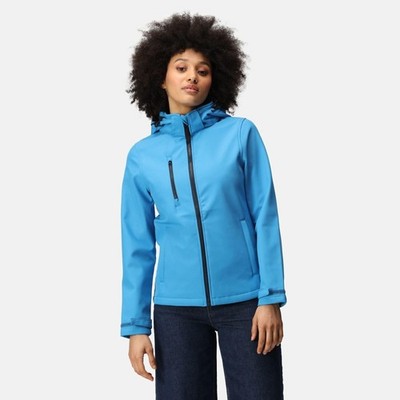 Regatta Venturer french/navy women's hooded softshell winter jacket #TRA702
