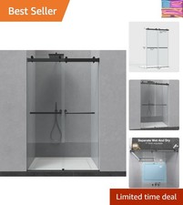 44-48” x 76” Frameless Shower Door, 5/16" 8mm Clear SGCC Tempered Glass, Bath...