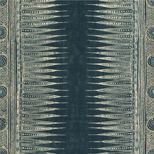 Lee Jofa Hollyhock Suzanne Rhenstein Indian Zag Indigo Fabric NEW 52"