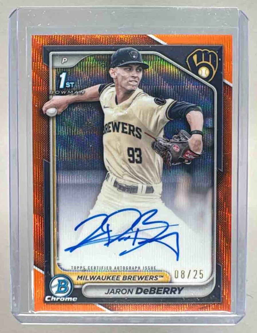 Jaron DeBerry 2024 Bowman Draft Orange Wave Refractor Chrome Auto 1st RC RC /25