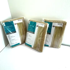 Set of 3 Gold Rod Pocket Curtains Panels Style Selections 51x84 Inches New Lot