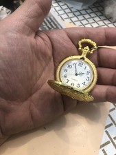 Shield Men's Quartz Pocket Watch with Chain, Arabic Numeral Digital Scale