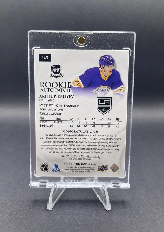 2020-21 Upper Deck The Cup Rookie Auto Patch #165 Arthur Kaliyev /249 - LA Kings - Image 2 of 2