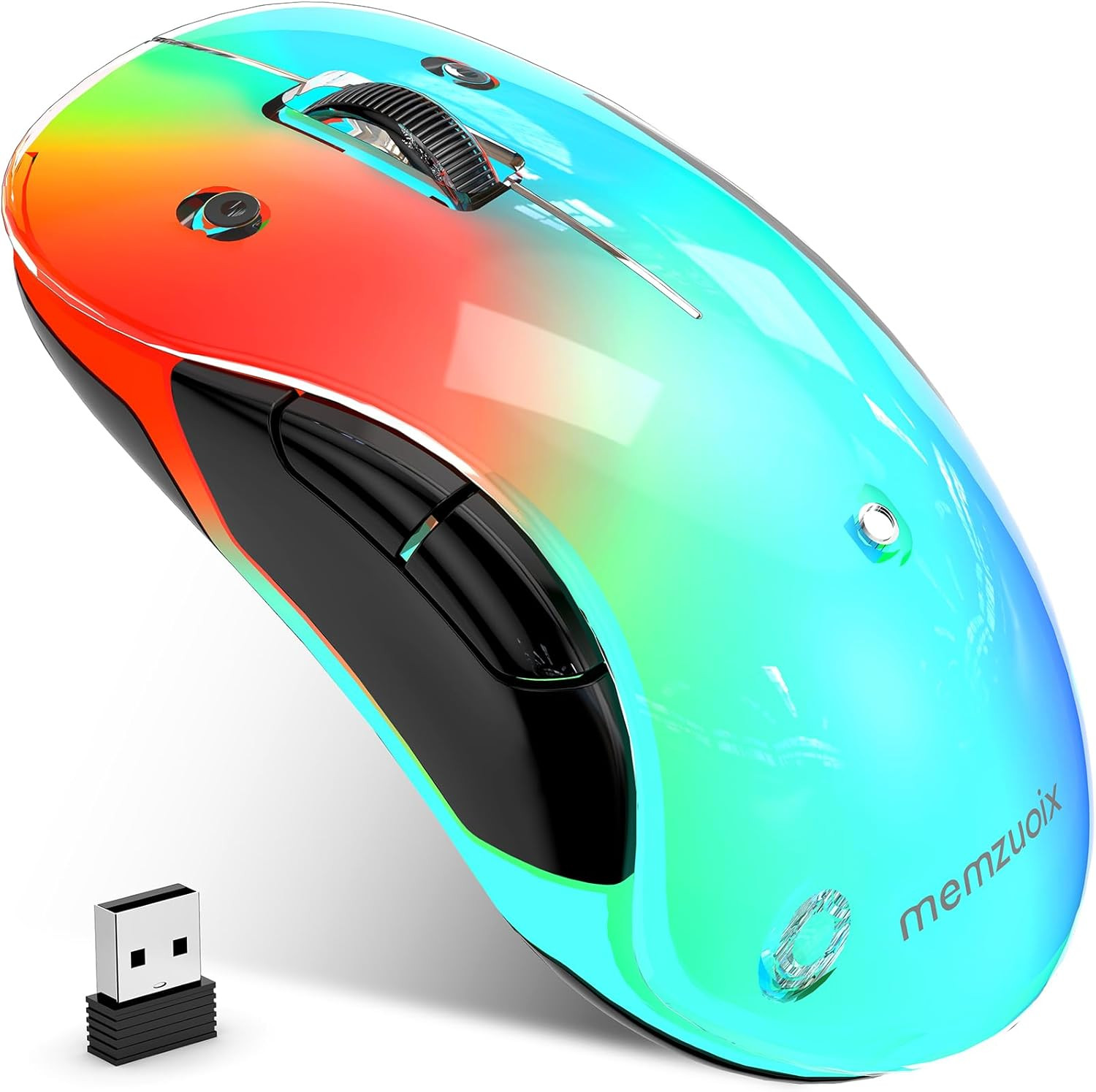 Memzuoix 2.4G LED Wireless Rechargeable Ergonomic White Mouse