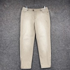 Chico's Platinum Jeans Womens 1.5 Beige Light Wash Mid Rise Slim Leg Denim