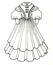 Period French German Victorian Dress PATTERN for a 19" to 20" Doll 272