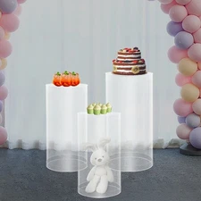 3Pcs Cylinder Acrylic Wedding Flower Stand Party Event Pedestal Display Stand