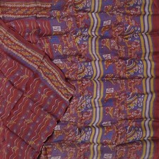 Vintage Maroon Sarees 100 Pure Silk Printed Indian Sari 6YD Decor Craft Fabric
