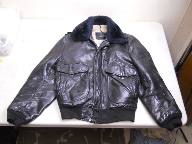 Vintage, JC Penny, Black Leather Bomber, Motorcycle AV