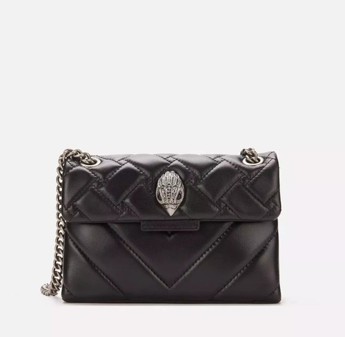 Kurt Geiger London Womens Black Quilted Mini Kensington Leather Crossbody