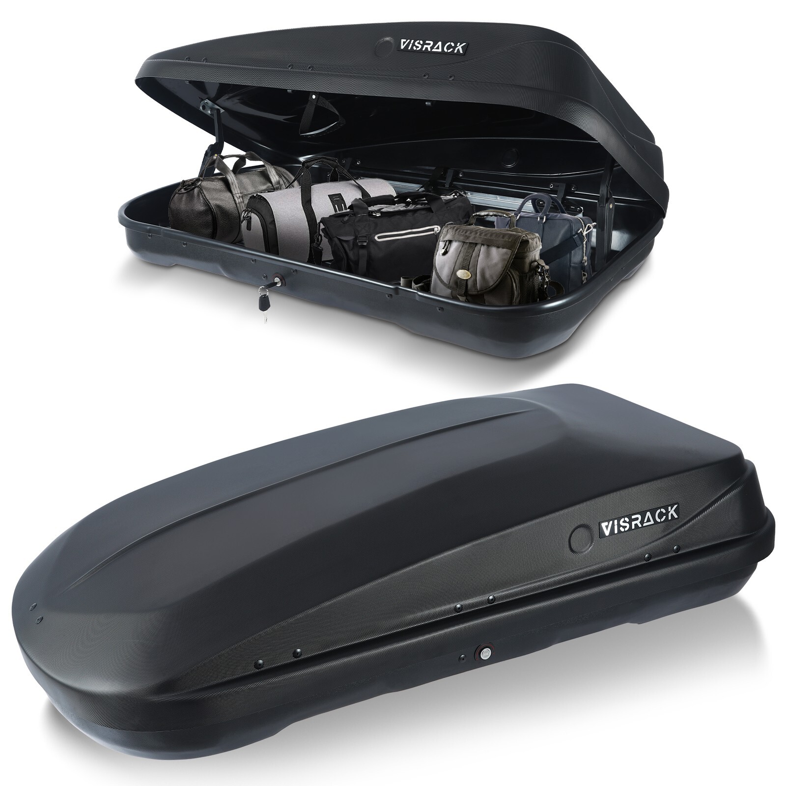 Visrack 13ft³ Car Roof Storage Box Cargo Luggage Carrier 2 Lock, w Diamond Grain