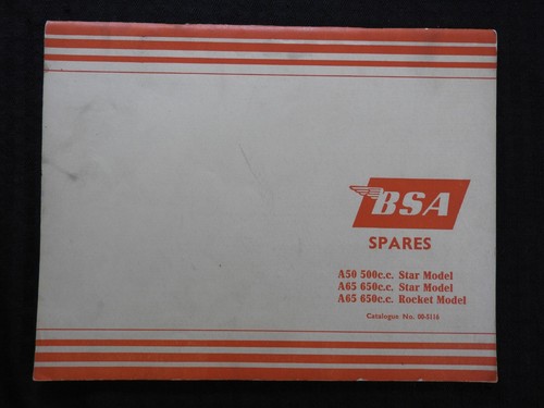 1960s BSA Model A50 A65 500 650 STAR ROCKET Motorcycle Parts Catalog Manual NICE