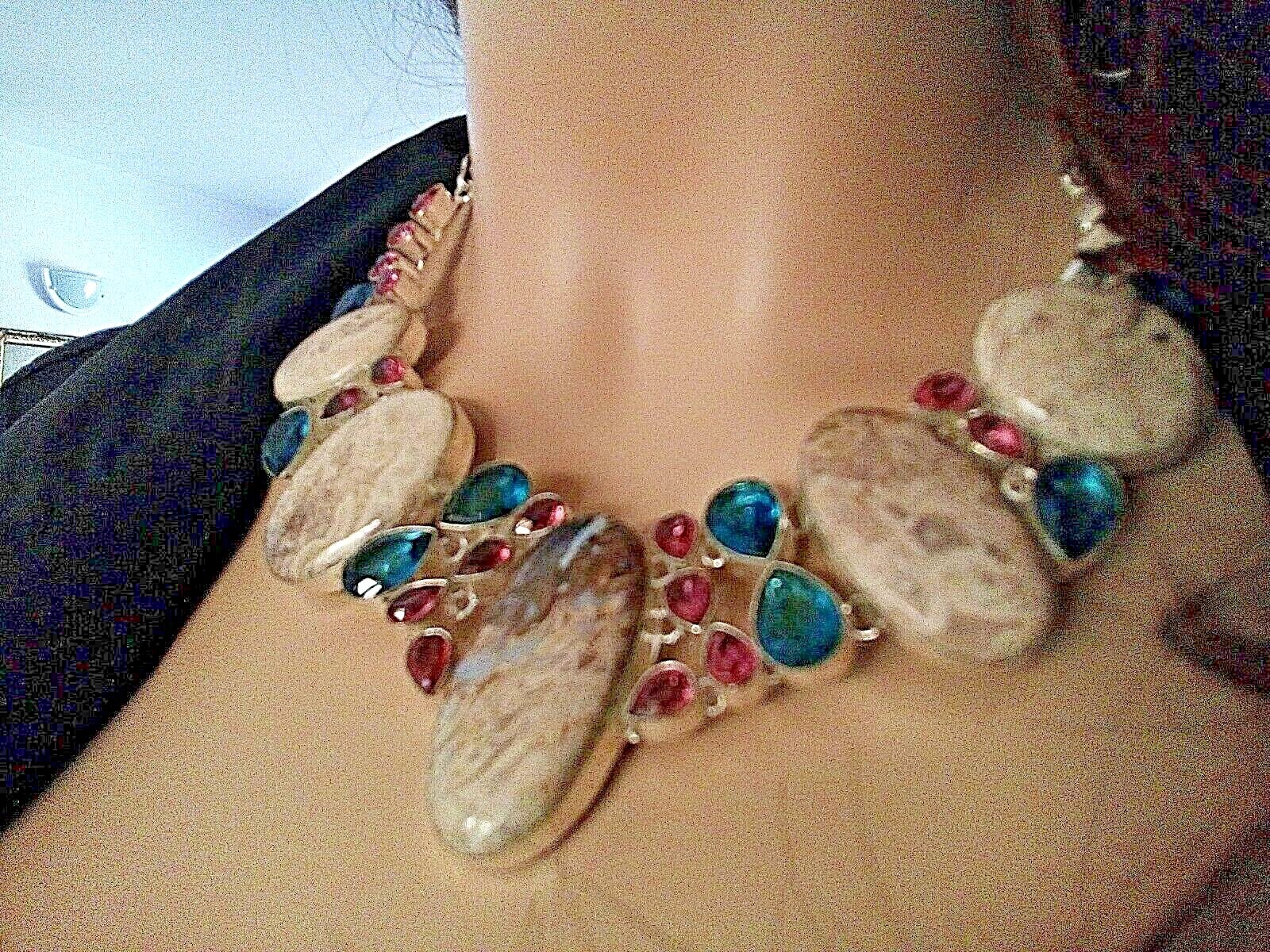 Collier en corail blanc et topazes authentiques de 58cm en argent 925 ajustable CO11
