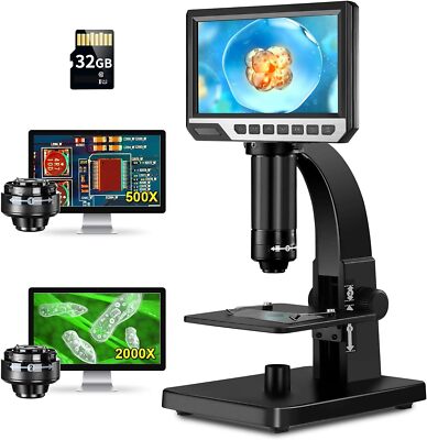 TOMLOV Digital Microscope Remote Control 2000X Biological Microscope for Adults