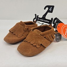 Wonder Nation Moccasin Genuine Leather Baby Girls Size 4 Brown