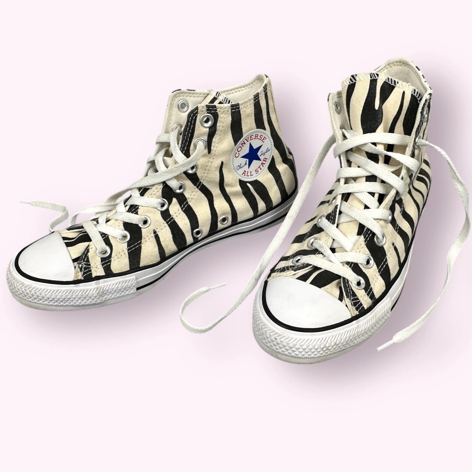 Converse All Star alte donna 9 5 o uomo 7 5 zebra righe nere