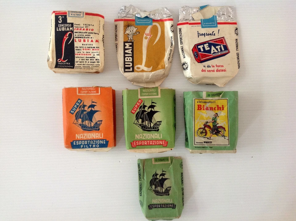 LOTTO DI 7 PACCHETTI VUOTI 20-10 SIGARETTE "NAZIONALI" MONOPOLI DI STATO ITALIA - Immagine 2 di 4