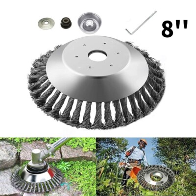 8'' Steel Wire Wheel Brush Grass Cutter Weed Eater Trimmer Head Garden Cleaning