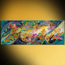 Abstract figurative impressionist ultramarine orange huge art Elena Kotliarker