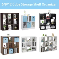 6/9/12 Cube Storage Shelf Organizer Wooden Bookshelf Display Shelves Multi-Color