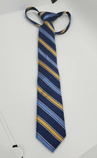 Nordstrom Kids Yellow Blue White Stripe 100 Silk Zippered Tie Adjustable Neck