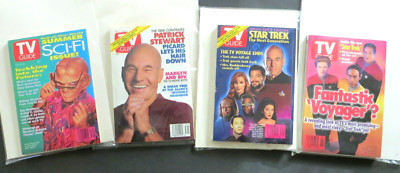 TV Guide Star Trek Lot of 4 Stewart Quark, Voyager Majel New bagged 1993 - 1995