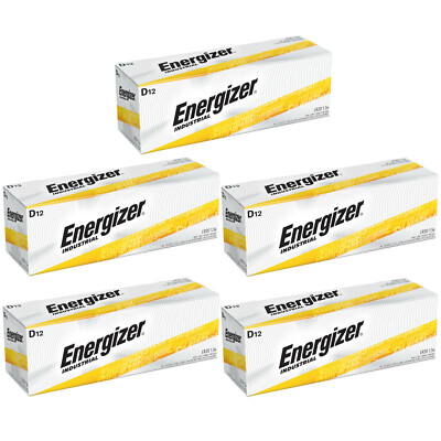 60 Energizer Industrial D Alkaline Batteries (EN95, LR20)