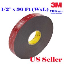 3M 1/2" x 36 ft VHB Double Sided Foam Adhesive Tape 5952 Acrylic 0.5 Inch Mount