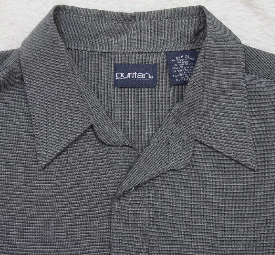 Camisa de Vestir Puritan 17.5 35/36 XL Gris Manga Larga Algodón Poliéster Bolsillo 1-66 Foto 3 de 4