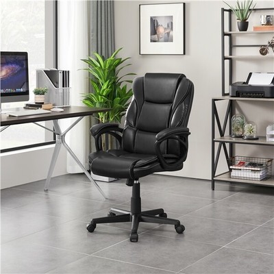 UKmart365 PU Leather Executive Office Chair - Black (SUOWWQ0001  