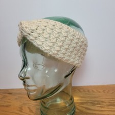 Crocheted Headband for Women, Ivory, Soft yarn, One Size Fits Most