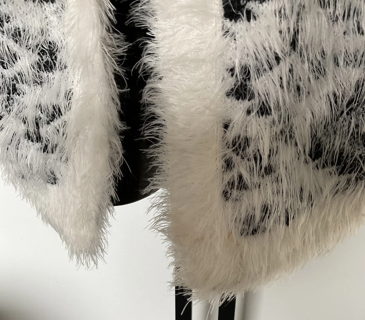 Girls Black White Fluffy Cardigan New Look Generation Age 14 15 eBay