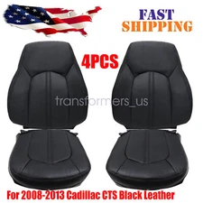 Front Driver& Passenger Leather Seat Cover Black For 2008 2009-2013 Cadillac CTS