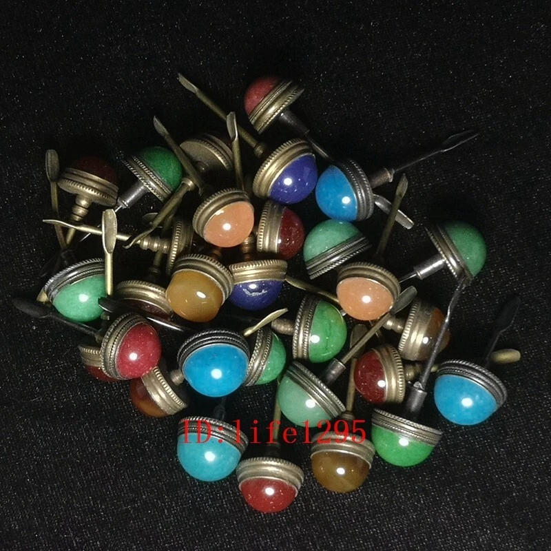 6 Pcs China Bronze Inlay Jade Agate Snuff Bottle Cap 1.2mm-1.6mm Random Delivery Foto 2 de 4