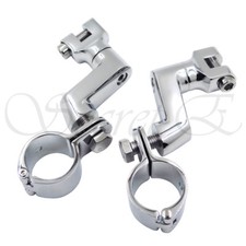 Abrazaderas de montaje de clavija de pie de barra de choque protector de motor de motocicleta de 1 1/2" para Harley cromadas