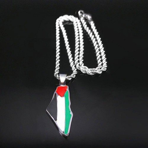 Palästina Flagge Karte Halskette Anhänger Kette Palästina γ( !▲ Silber B6Z ~ - Bild 6 von 20