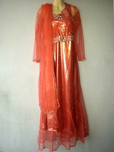 3tlg Indisch Abendkleid Anarkali Blazer Stola Schal Ballkleid Hochzeit Maxikleid