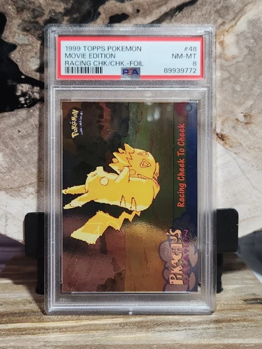 Pokemon PSA 8 NM-MT Pikachu Racing Cheek To Cheek #48 Topps Movie Edition