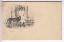 CPA AFRIQUE SOMALIE - ANIMAL FAUVE GUEPARD APPRIVOISE UN PROTECTEUR 1910 ~C90