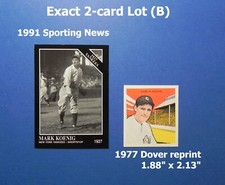 Mark Koenig 1991 Sporting News #125 and 1977 Dover _ Exact 2-Card Lot (B)