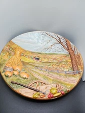 Wall Art Plate Vintage 1975 BYRON MOLDS "Pumpkin Farm" Hand Painted Piece Beauti