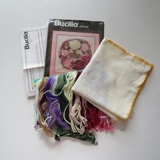 Bucilla The Garden Wreath II 14" X 14" Embroidery Crewel 1994 Kit 40871 Started
