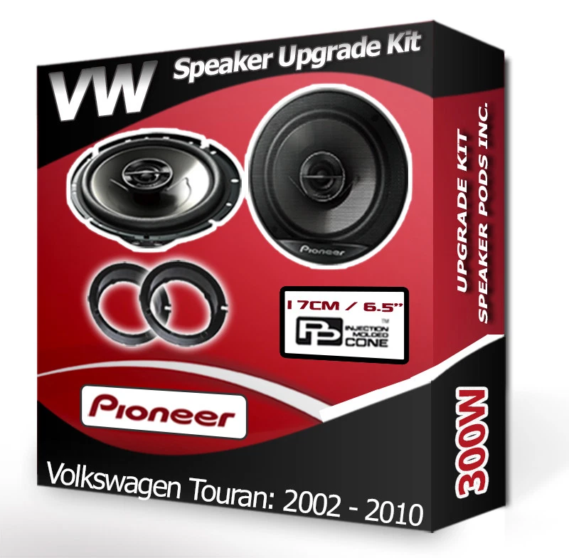 Volkswagen Touran Vorne Tür Lautsprecher Pioneer Auto + Adapter 300W - Bild 1 von 1