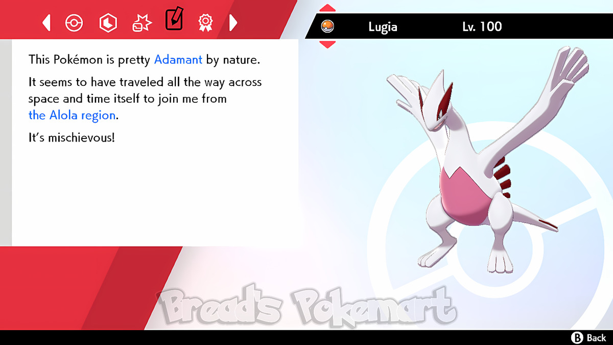 Ultra Shiny 6IV LUGIA / Pokemon Sword and Shield / Johto 