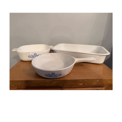 CorningWare Cornflower 3pc Casserole Set P-1-B P-83-B P-322 1qt USA