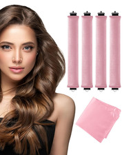 Heatless Curls Overnight with Satin Head Scarf, Velvet Hair Rollers for Blowout