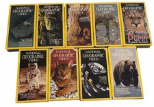 Vintage Lot of 9 National Geographic VHS Tapes w Case One Case Is Ripped See Pic