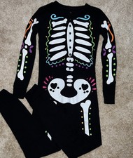 Old Navy Girl  s Size L 10 Halloween Skeleton Pajamas One-Piece Worn Once