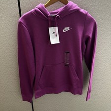 Nike Sweatshirt Womens XS Purple Fuchsia Club Fleece Pullover Hoodie Sweater