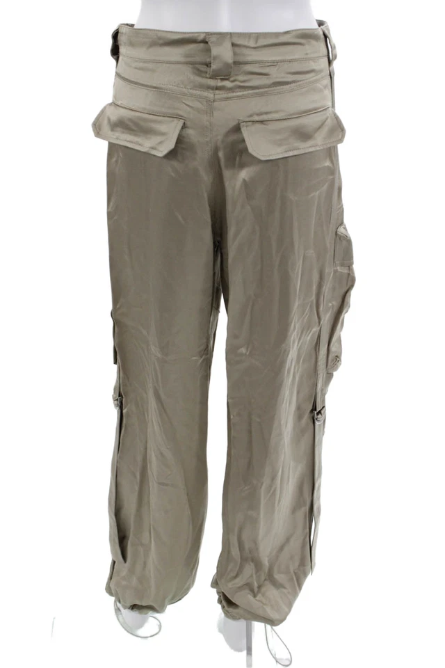 Zara Unisex Cargo Pants Beige Drawstring Polyester Blend Army Size XS - Image 3 of 4